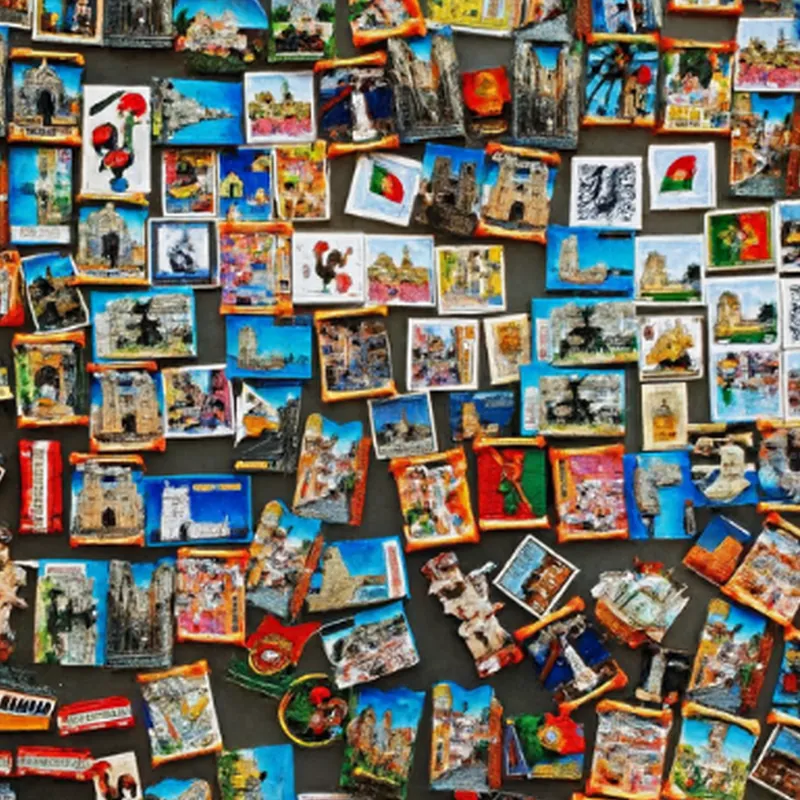 Wall of colorful destination souvenir magnets